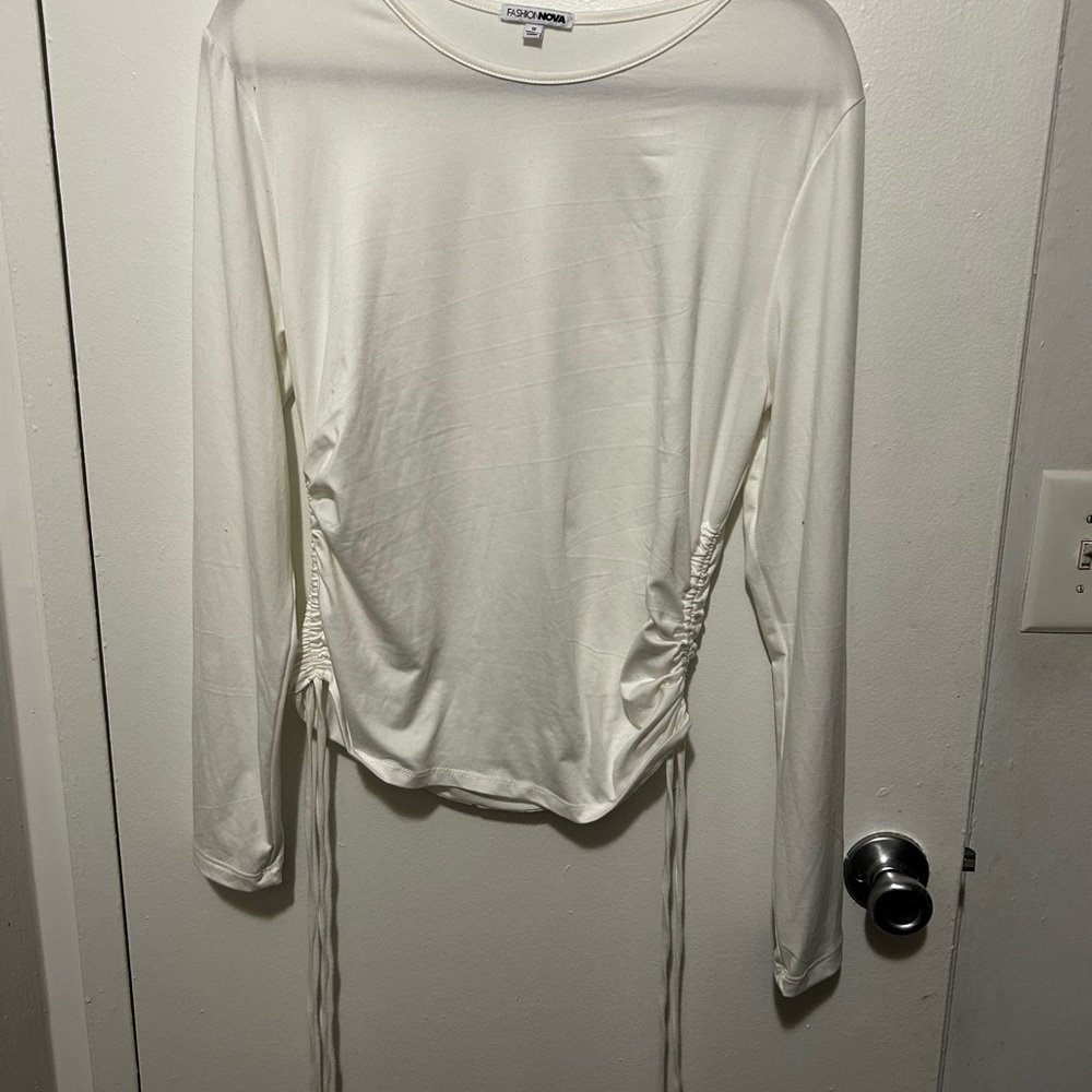 Fashion Nova Cream Long Sleeve Top